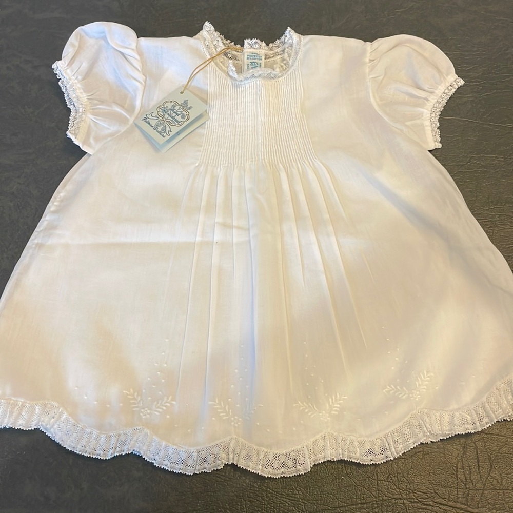 NWT Hand Embr.d Feltman Brothers White Baby Layette NB/3M Slip Lined Baptism